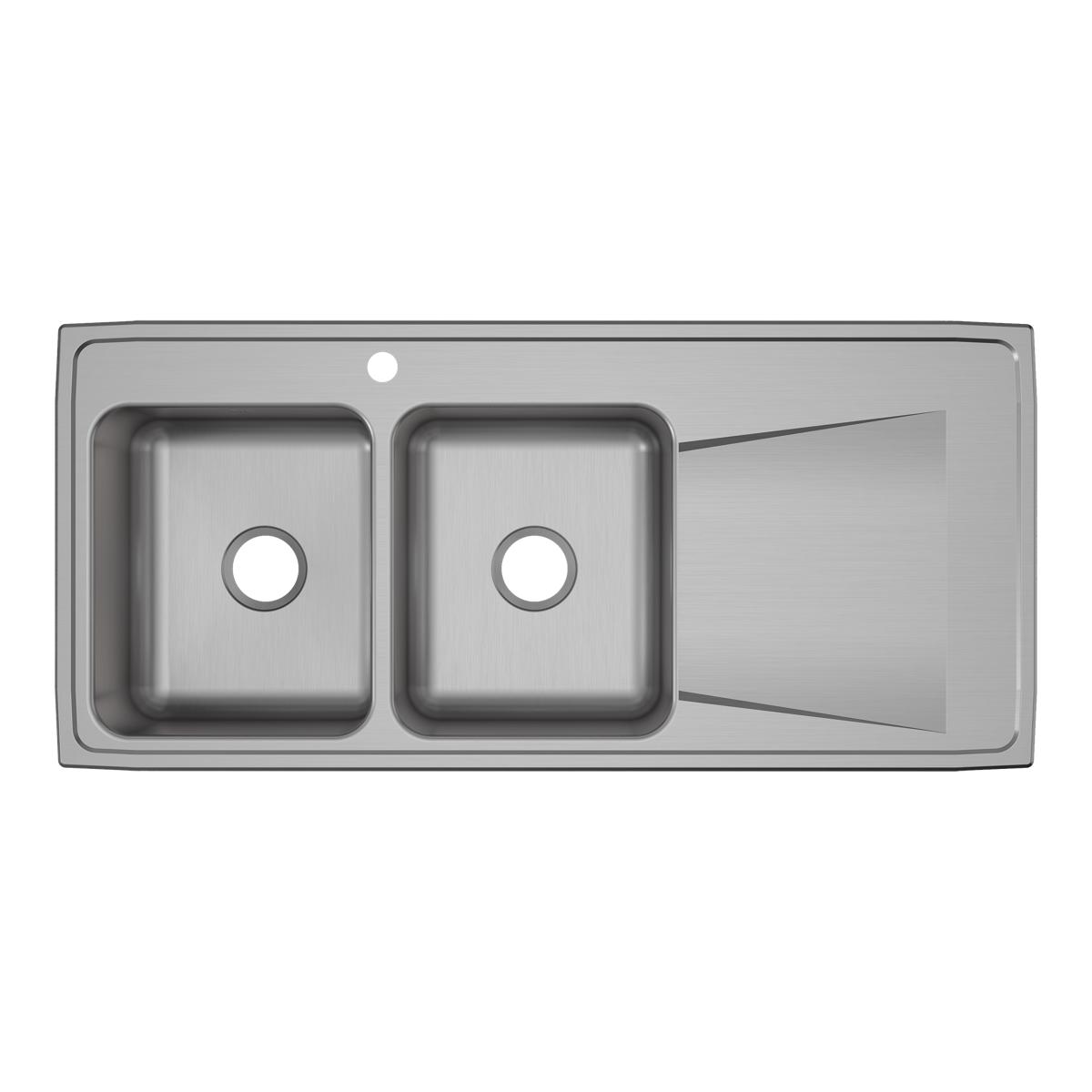 Elkay Lustertone Classic Stainless Steel 48" x 22" x 7-5/8", Equal Double Bowl Drop-in Sink with Drainboard ILR4822L1