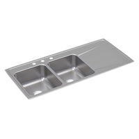 Elkay Lustertone Classic Stainless Steel 48" x 22" x 7-5/8", Equal Double Bowl Drop-in Sink with Drainboard ILR4822L3
