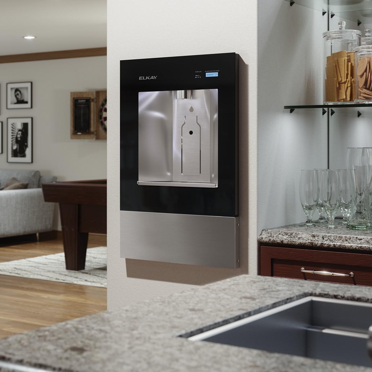 Elkay ezH2O Liv Built-in Filtered Refrigerated Water Dispenser, Remote Chiller, Midnight LBWD06BKK