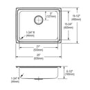 Elkay 18 Gauge Stainless Steel 25" x 19.5" x 6.5" Single Bowl Drop-in Kitchen Sink LFRAD251965