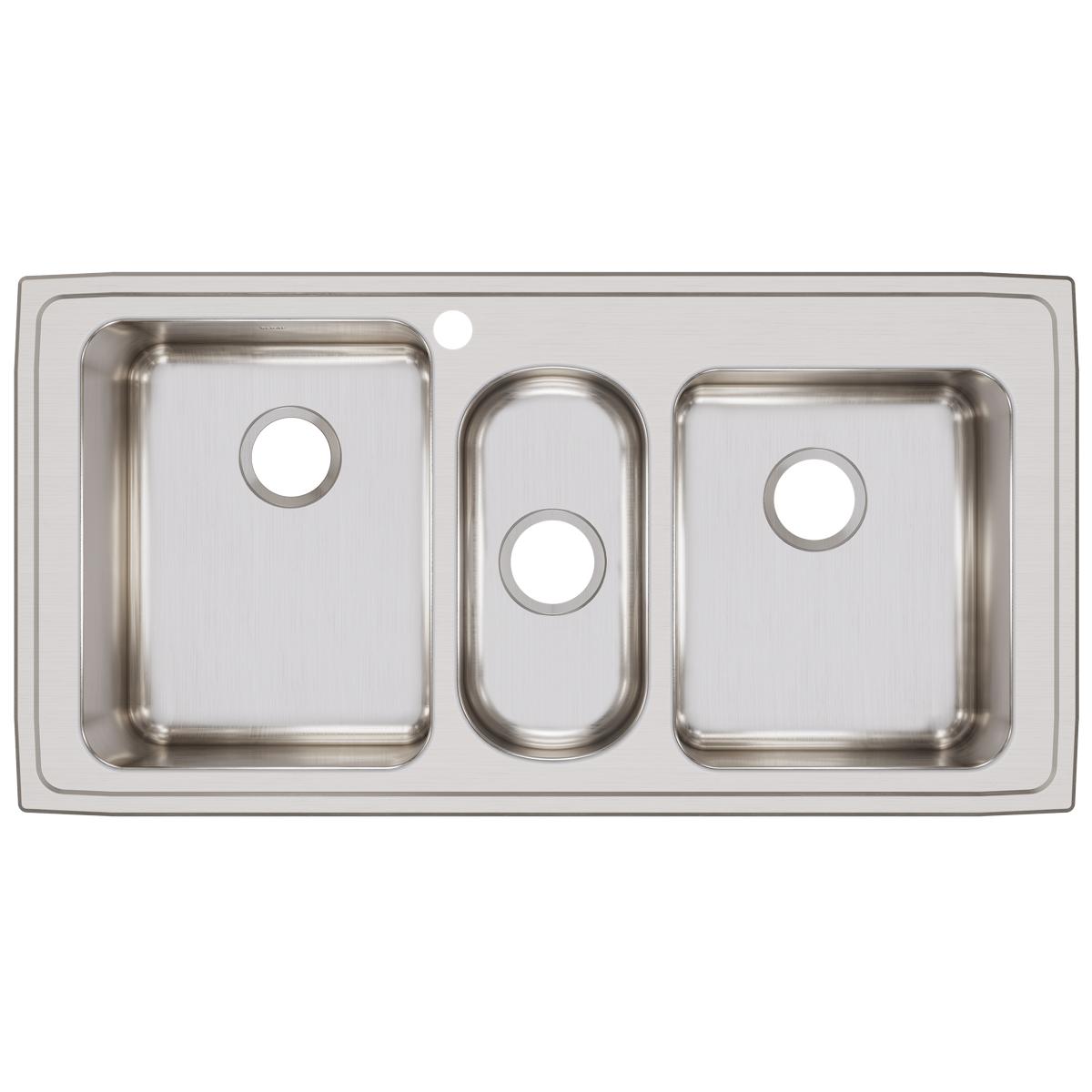 Elkay Lustertone Classic Stainless Steel 43" x 22" x 10", Triple Bowl Drop-in Sink LGR43221