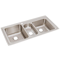 Elkay Lustertone Classic Stainless Steel 43" x 22" x 10", Triple Bowl Drop-in Sink LGR43221