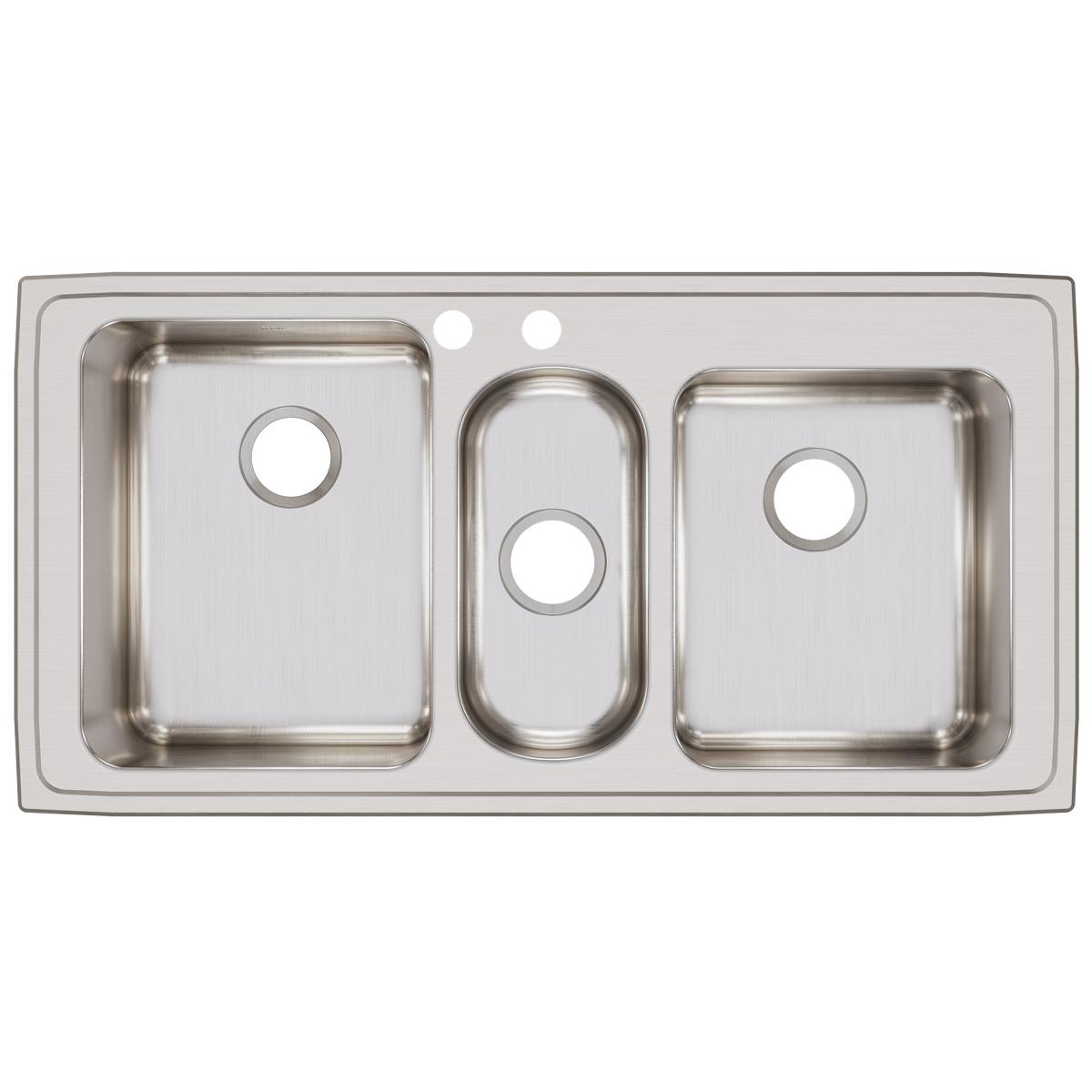 Elkay Lustertone Classic Stainless Steel 43" x 22" x 10", Triple Bowl Drop-in Sink LGR43222