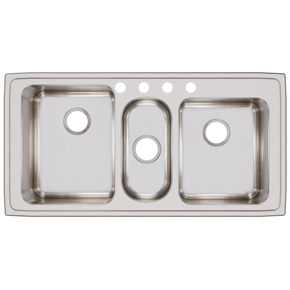 Elkay Lustertone Classic Stainless Steel 43" x 22" x 10", Triple Bowl Drop-in Sink LGR43224
