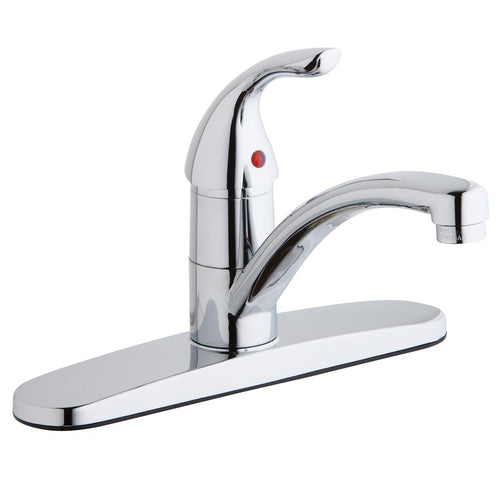 Elkay Everyday Three Hole Deck Mount Kitchen Faucet with Lever Handle and Deck Plate/Escutcheon Chrome LK1000CR