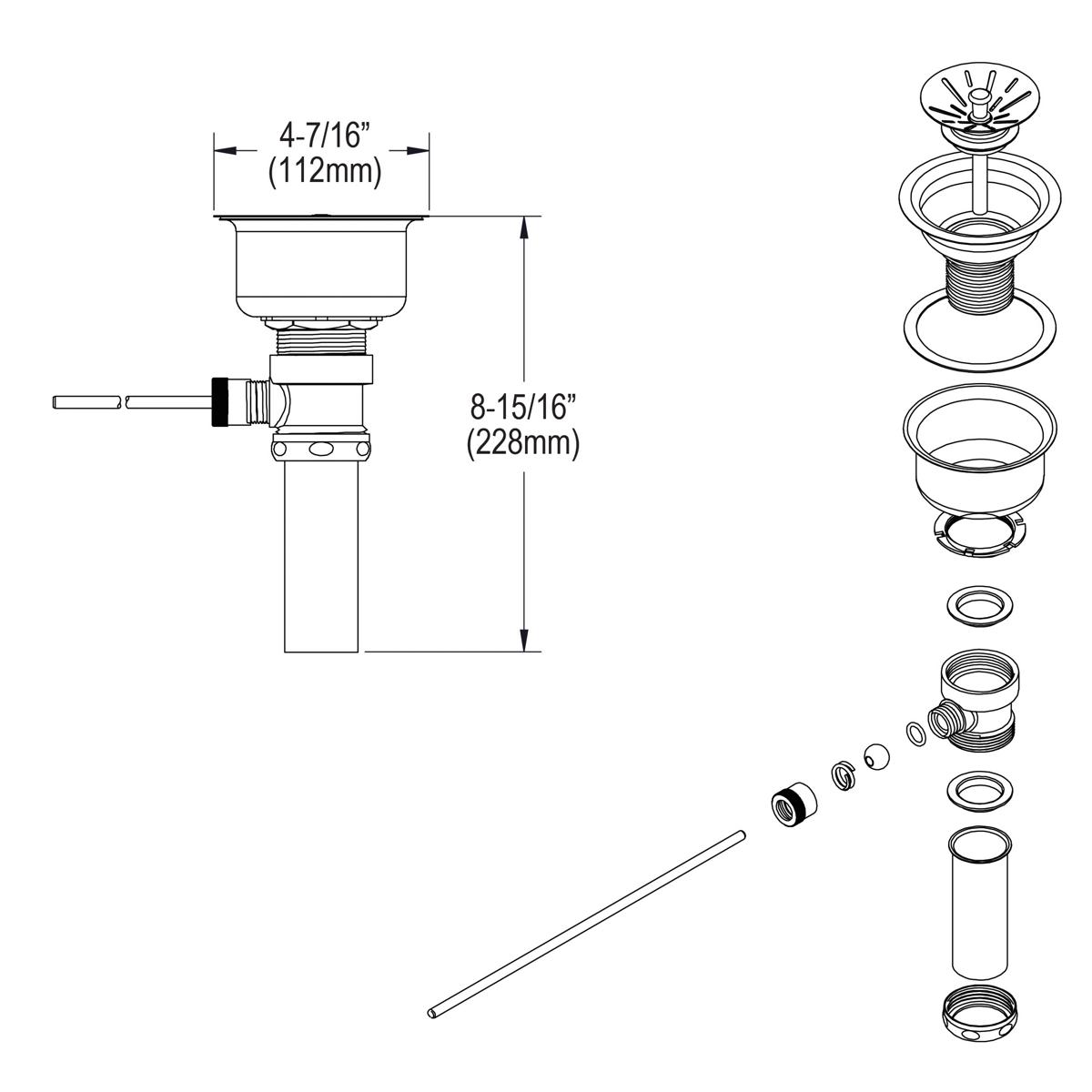 Elkay 3-1/2" Drain Fitting Lever Operated LK27