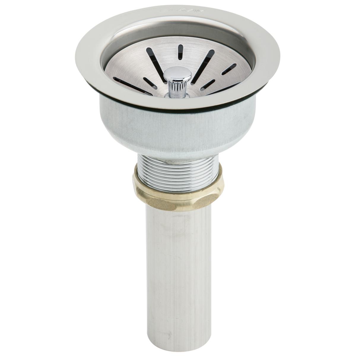 Elkay 3-1/2" Drain Fitting Type 304 Stainless Steel Body, Strainer Basket and Tailpiece LK35B