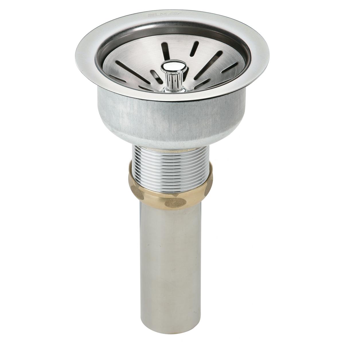 Elkay 3-1/2" Drain Fitting Type 304 Stainless Steel Body, Strainer Basket and Tailpiece LK35