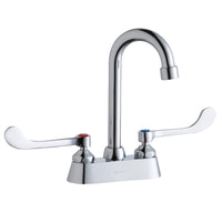 Elkay 4" Centerset with Exposed Deck Faucet with 4" Gooseneck Spout 6" Wristblade Handles Chrome LK406GN04T6