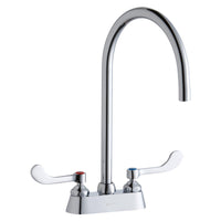Elkay 4" Centerset with Exposed Deck Laminar Flow Faucet with 8" Gooseneck Spout 4" Wristblade Handles Chrome LK406LGN08T4
