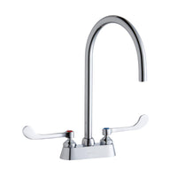 Elkay 4" Centerset with Exposed Deck Laminar Flow Faucet with 8" Gooseneck Spout 6" Wristblade Handles Chrome LK406LGN08T6