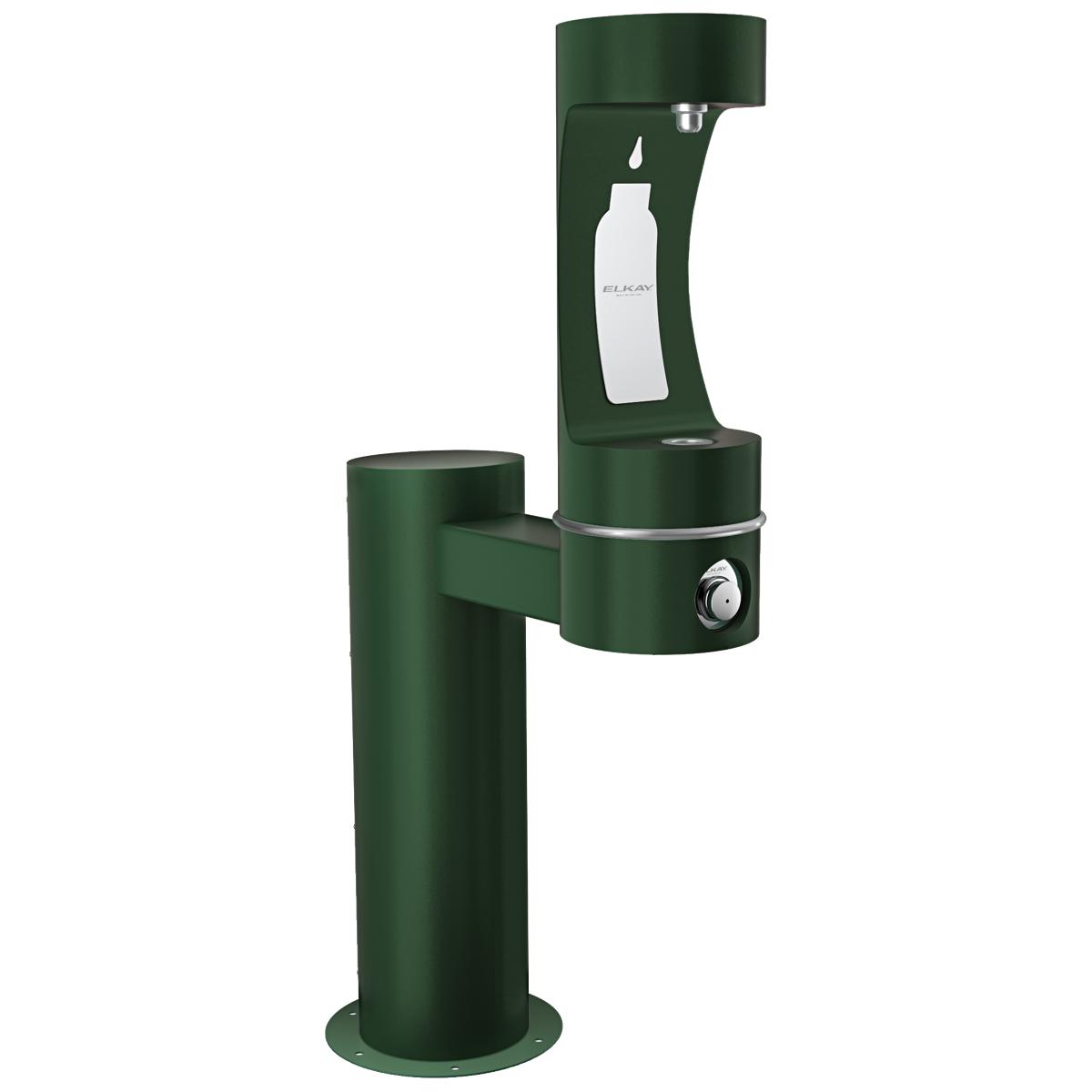 Elkay Outdoor ezH2O Bottle Filling Station Single Pedestal, Non-Filtered Non-Refrigerated Evergreen LK4410BFEVG