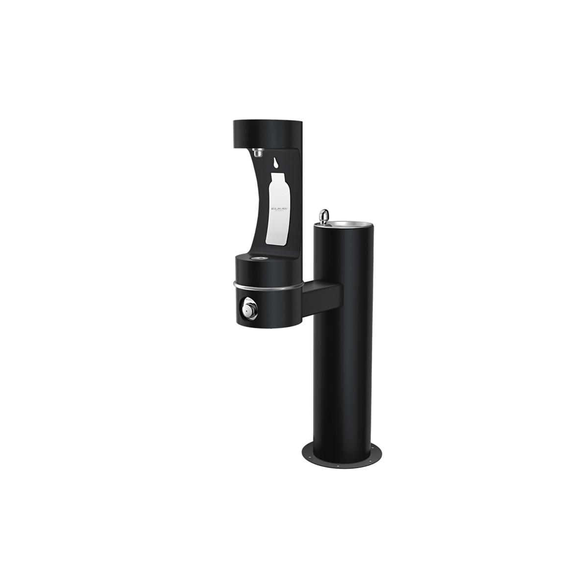 Elkay Outdoor ezH2O Lower Bottle Filling Station Bi-Level Pedestal, Non-Filtered Non-Refrigerated Black LK4420BF1LBLK