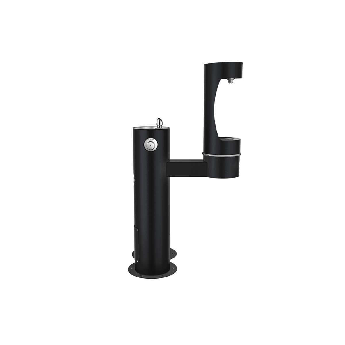 Elkay Outdoor ezH2O Lower Bottle Filling Station Bi-Level, Pedestal with Pet Station Non-Filtered Non-Refrigerated Black LK4420BF1LDBBLK
