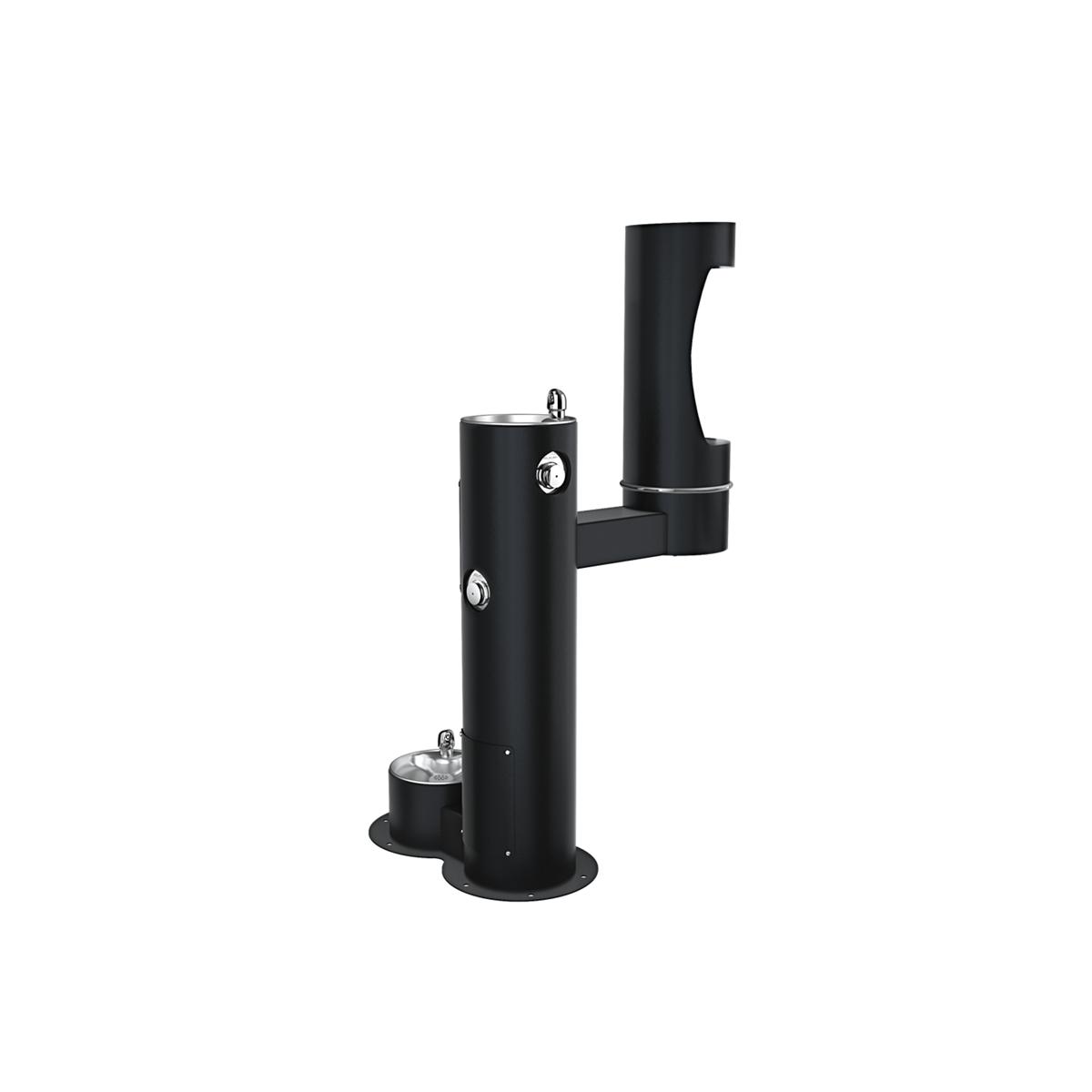 Elkay Outdoor ezH2O Lower Bottle Filling Station Bi-Level, Pedestal with Pet Station Non-Filtered Non-Refrigerated Black LK4420BF1LDBBLK