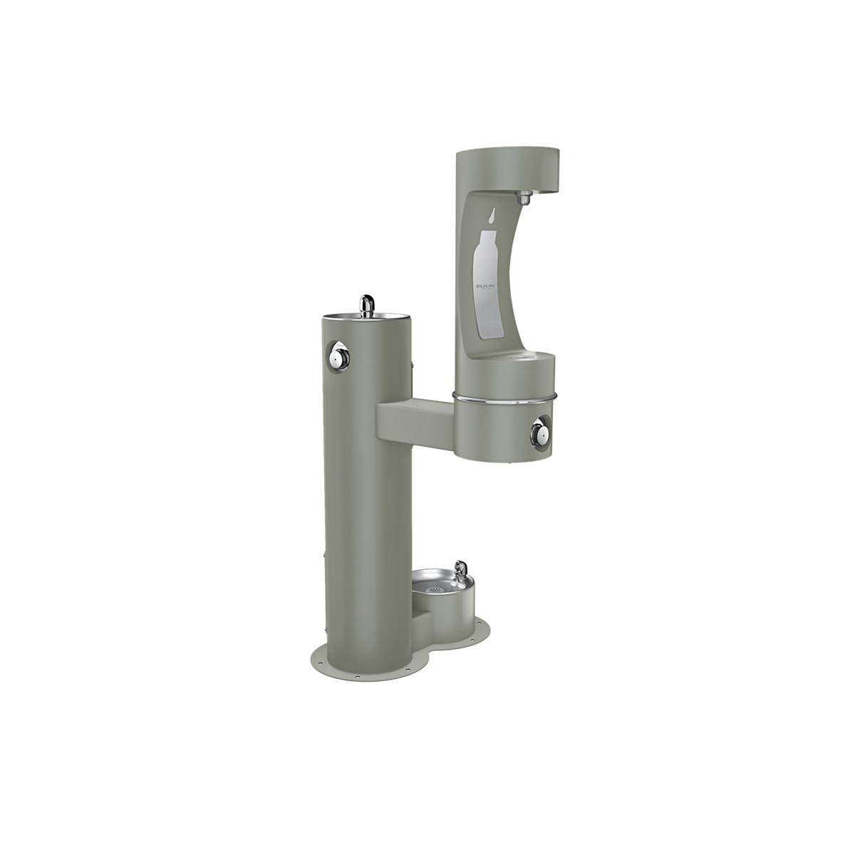Elkay Outdoor ezH2O Lower Bottle Filling Station Bi-Level, Pedestal with Pet Station Non-Filtered Non-Refrigerated Gray LK4420BF1LDBGRY