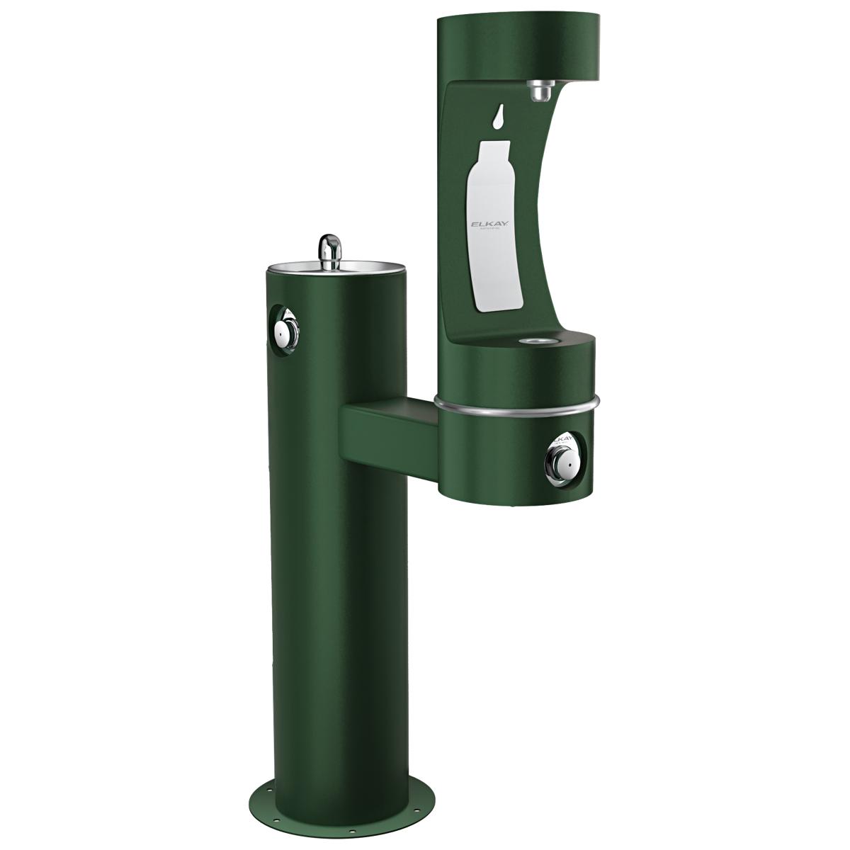 Elkay Outdoor ezH2O Lower Bottle Filling Station Bi-Level Pedestal, Non-Filtered Non-Refrigerated Evergreen LK4420BF1LEVG