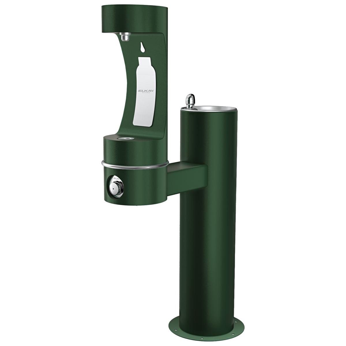 Elkay Outdoor ezH2O Lower Bottle Filling Station Bi-Level Pedestal, Non-Filtered Non-Refrigerated Freeze Resistant Evergreen LK4420BF1LFRKEVG