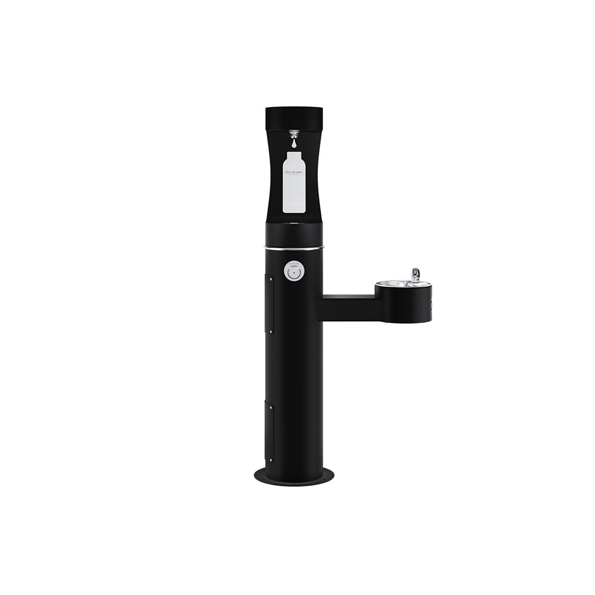 Elkay Outdoor ezH2O Upper Bottle Filling Station Bi-Level Pedestal, Non-Filtered Non-Refrigerated Black LK4420BF1UBLK