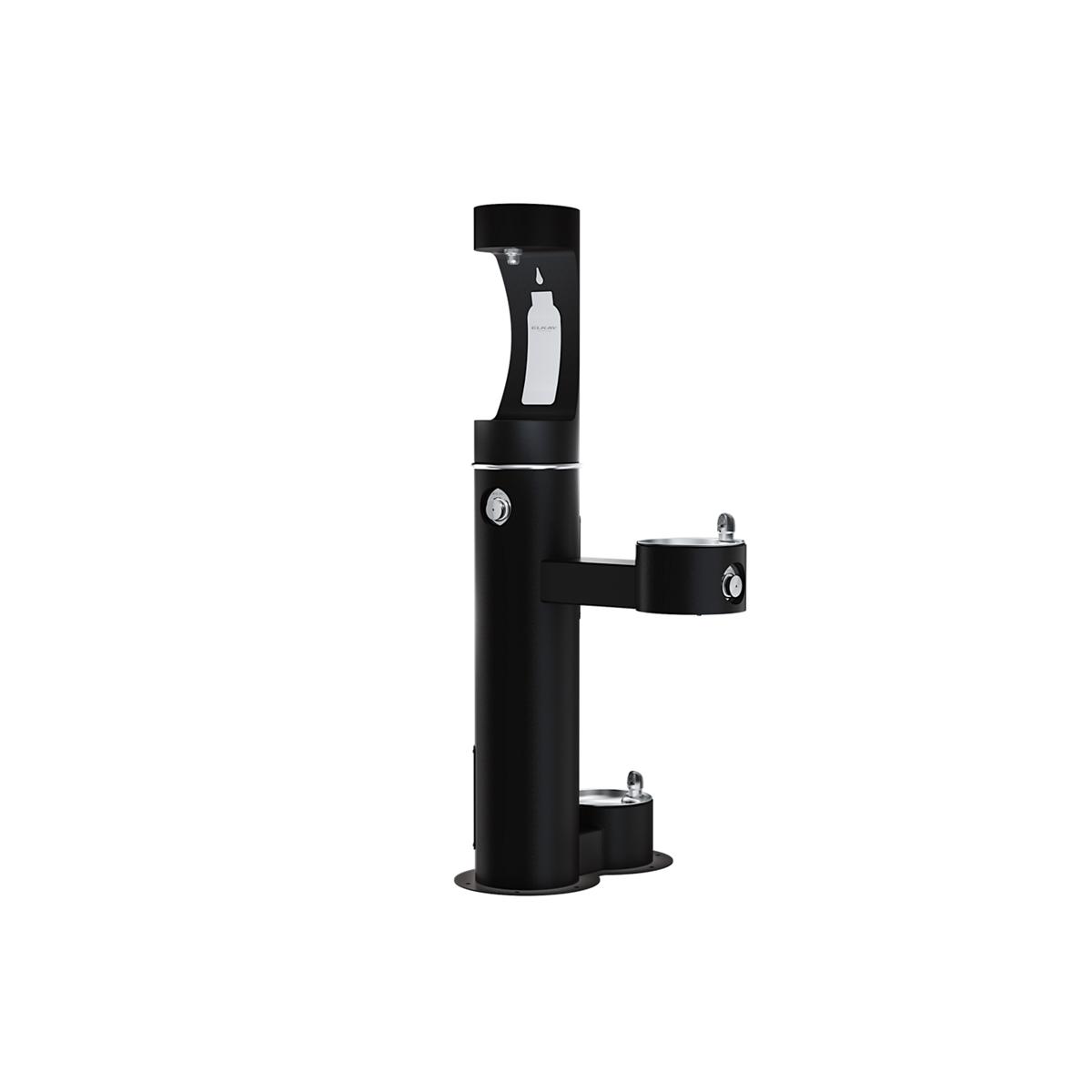 Elkay Outdoor ezH2O Upper Bottle Filling Station, Bi-Level Pedestal with Pet Station NonFilter, NonRefrige FreezeResist Black LK4420BF1UDBFRKBLK