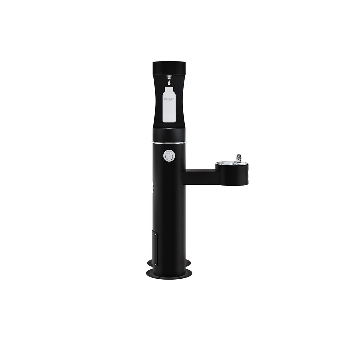 Elkay Outdoor ezH2O Upper Bottle Filling Station, Bi-Level Pedestal with Pet Station NonFilter, NonRefrige FreezeResist Black LK4420BF1UDBFRKBLK