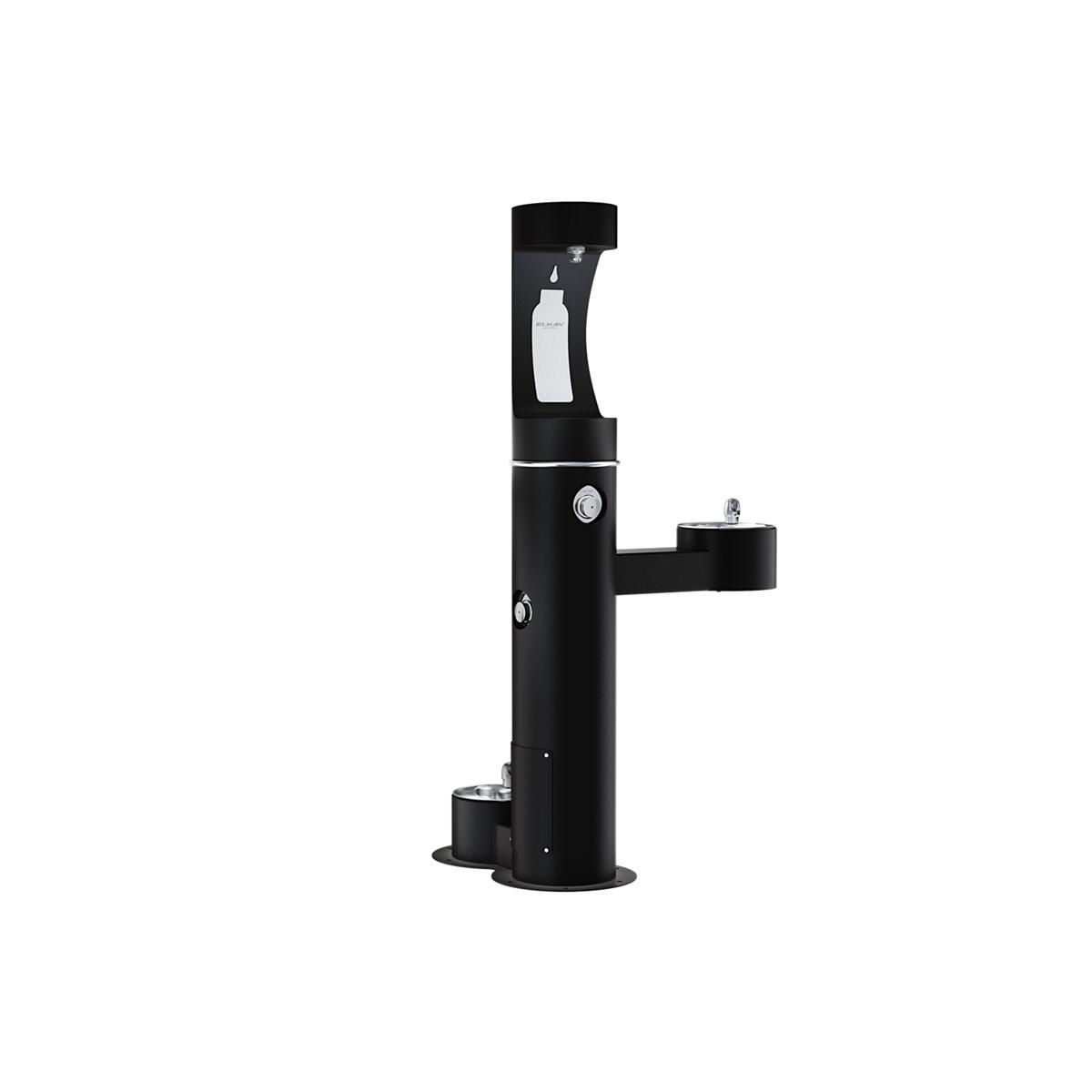 Elkay Outdoor ezH2O Upper Bottle Filling Station, Bi-Level Pedestal with Pet Station NonFilter, NonRefrige FreezeResist Black LK4420BF1UDBFRKBLK
