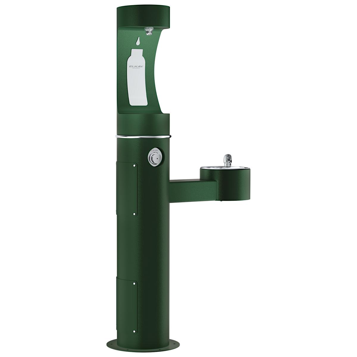 Elkay Outdoor ezH2O Upper Bottle Filling Station Bi-Level Pedestal, Non-Filtered Non-Refrigerated Freeze Resistant Evergreen LK4420BF1UFRKEVG