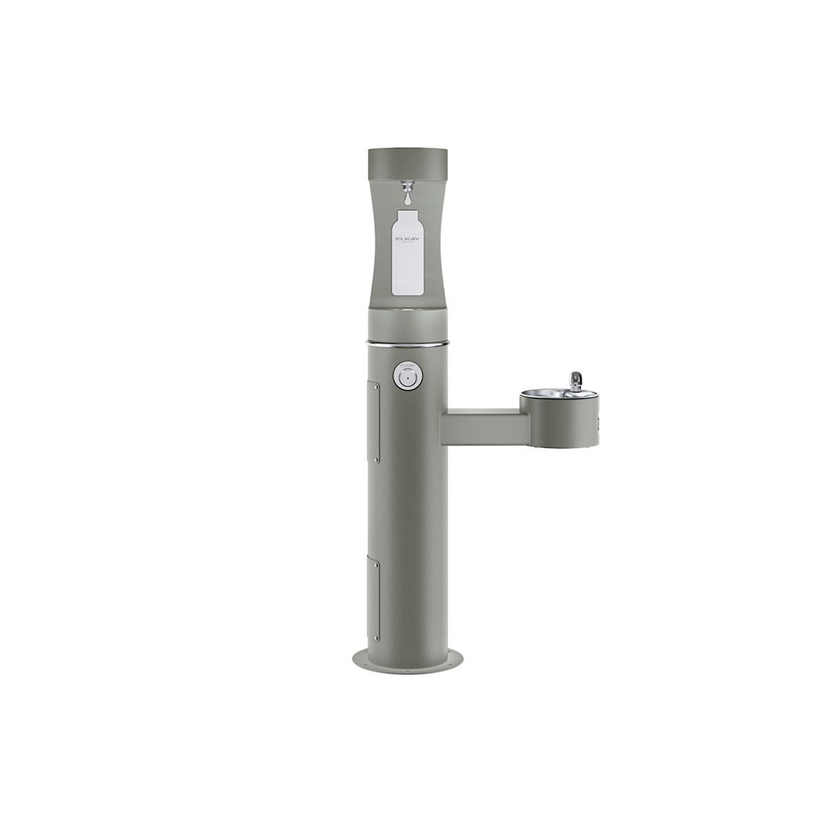 Elkay Outdoor ezH2O Upper Bottle Filling Station Bi-Level Pedestal, Non-Filtered Non-Refrigerated Freeze Resistant Gray LK4420BF1UFRKGRY