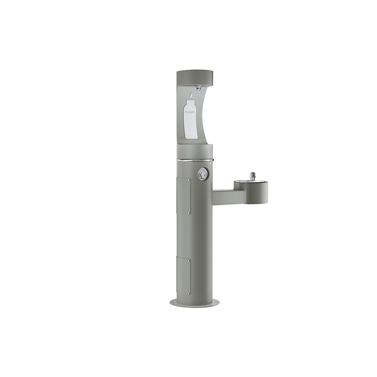 Elkay Outdoor ezH2O Upper Bottle Filling Station Bi-Level Pedestal, Non-Filtered Non-Refrigerated Freeze Resistant Gray LK4420BF1UFRKGRY