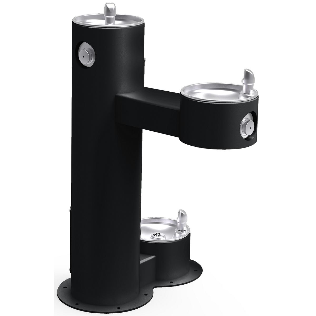 Elkay Outdoor Fountain Bi-Level Pedestal with Pet Station, Non-Filtered Non-Refrigerated, Freeze Resistant, Black LK4420DBFRKBLK