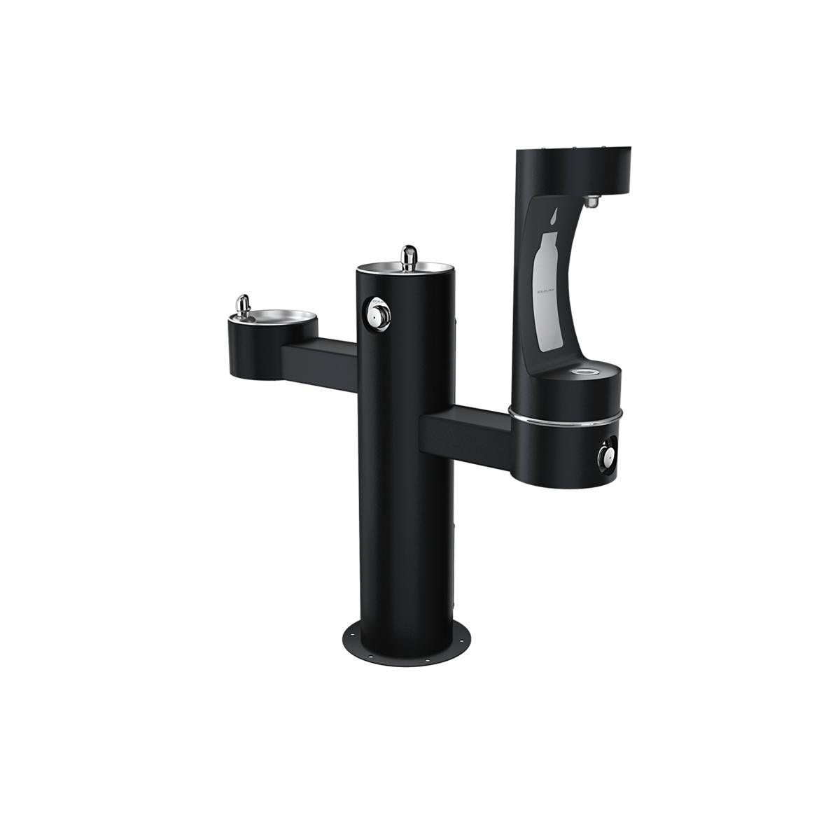 Elkay Outdoor ezH2O Lower Bottle Filling Station Tri-Level Pedestal, Non-Filtered Non-Refrigerated Black LK4430BF1LBLK