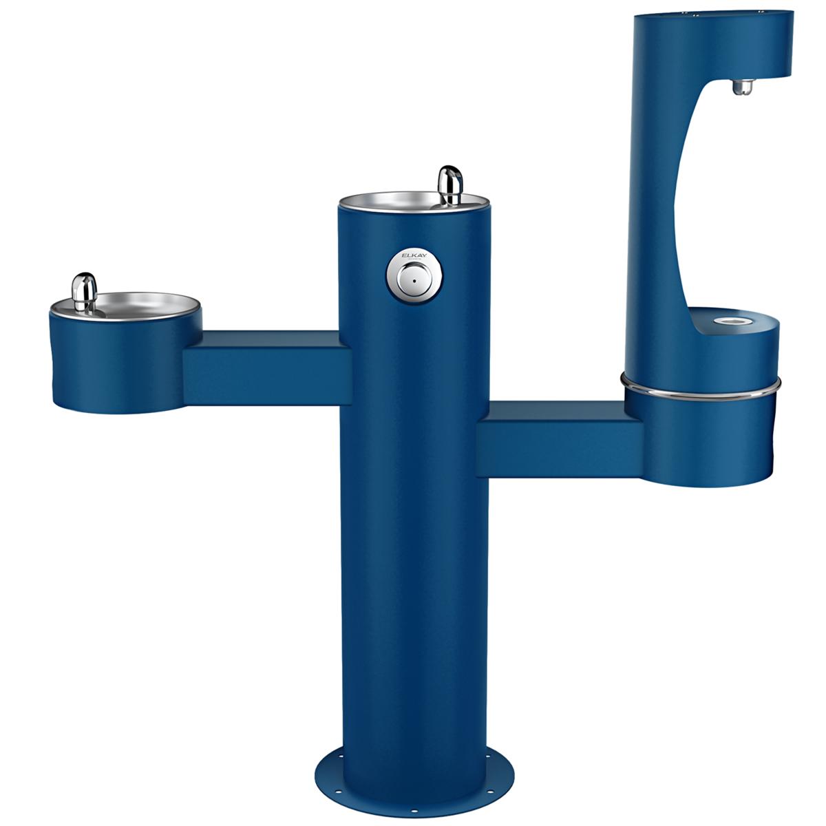 Elkay Outdoor ezH2O Lower Bottle Filling Station Tri-Level Pedestal, Non-Filtered Non-Refrigerated Blue LK4430BF1LBLU