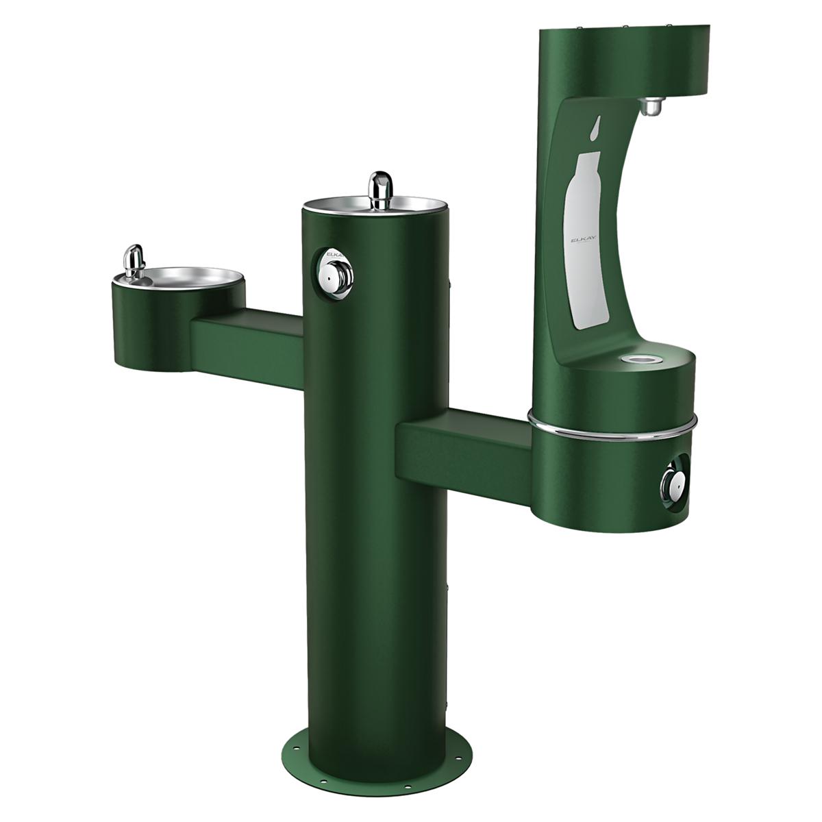 Elkay Outdoor ezH2O Lower Bottle Filling Station Tri-Level Pedestal, Non-Filtered Non-Refrigerated Evergreen LK4430BF1LEVG