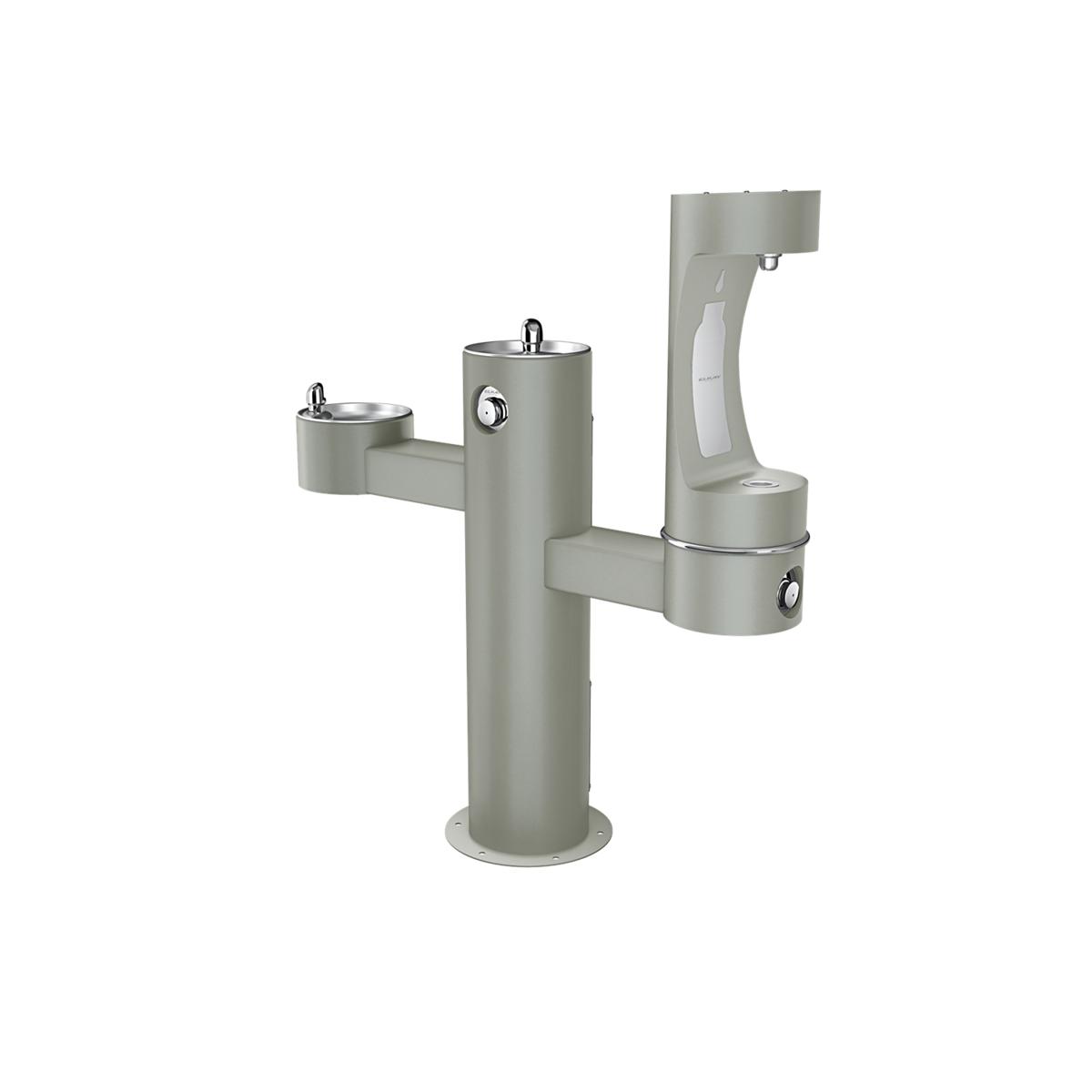 Elkay Outdoor ezH2O Lower Bottle Filling Station Tri-Level Pedestal, Non-Filtered Non-Refrigerated FR Gray LK4430BF1LFRKGRY