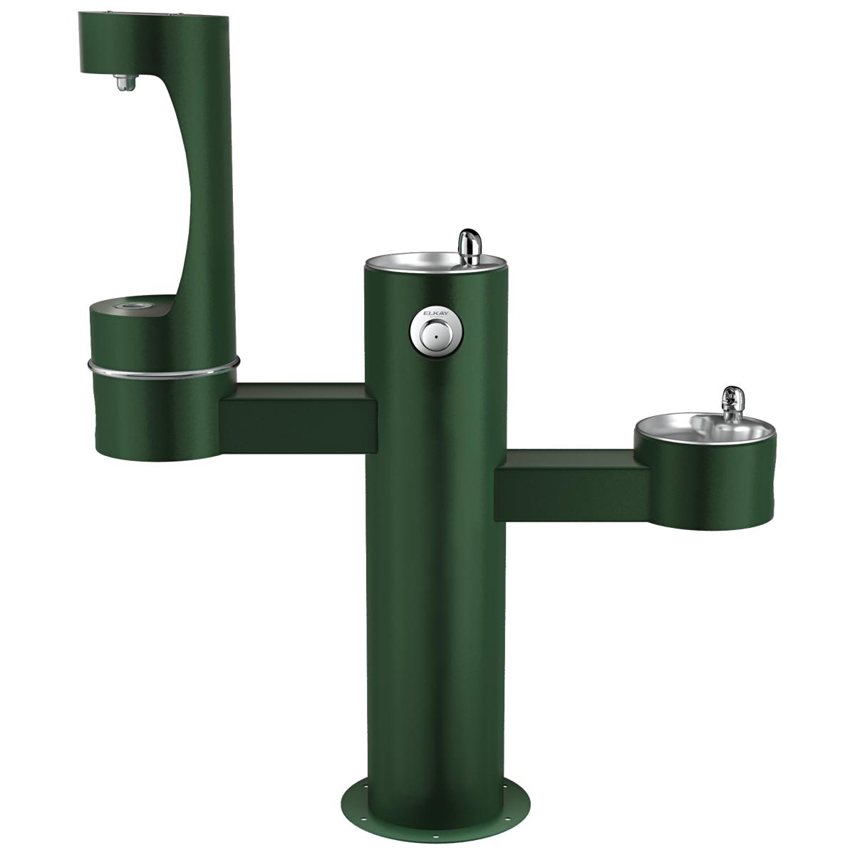 Elkay Outdoor ezH2O Middle Bottle Filling Station Tri-Level Pedestal, Non-Filtered Non-Refrigerated Evergreen LK4430BF1MEVG