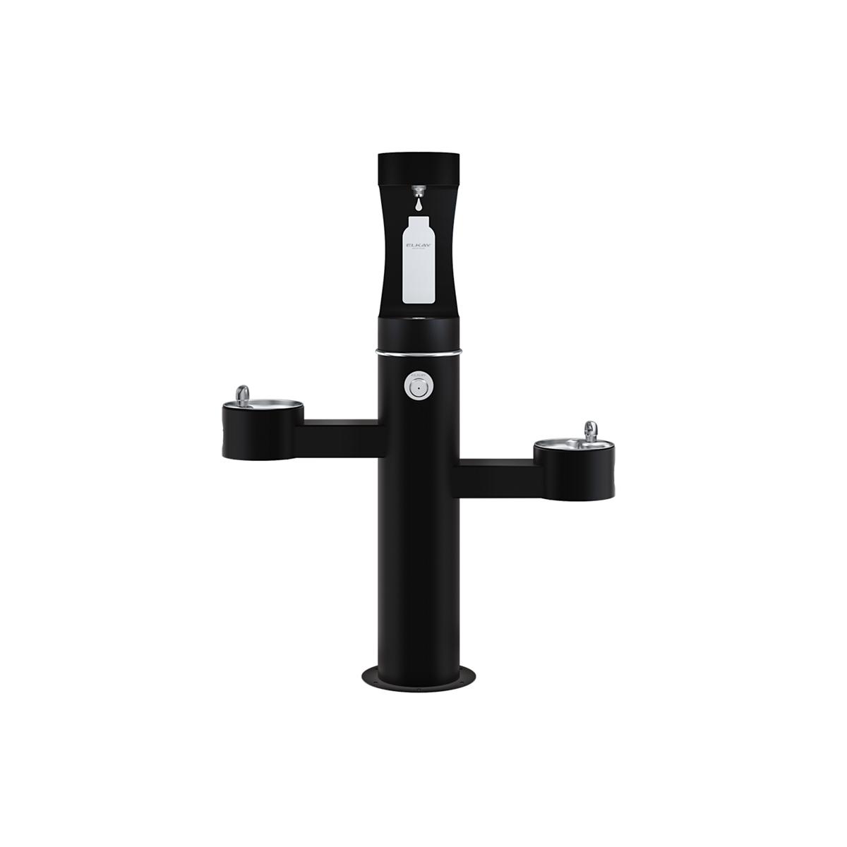 Elkay Outdoor ezH2O Upper Bottle Filling Station Tri-Level Pedestal, Non-Filtered Non-Refrigerated Black LK4430BF1UBLK