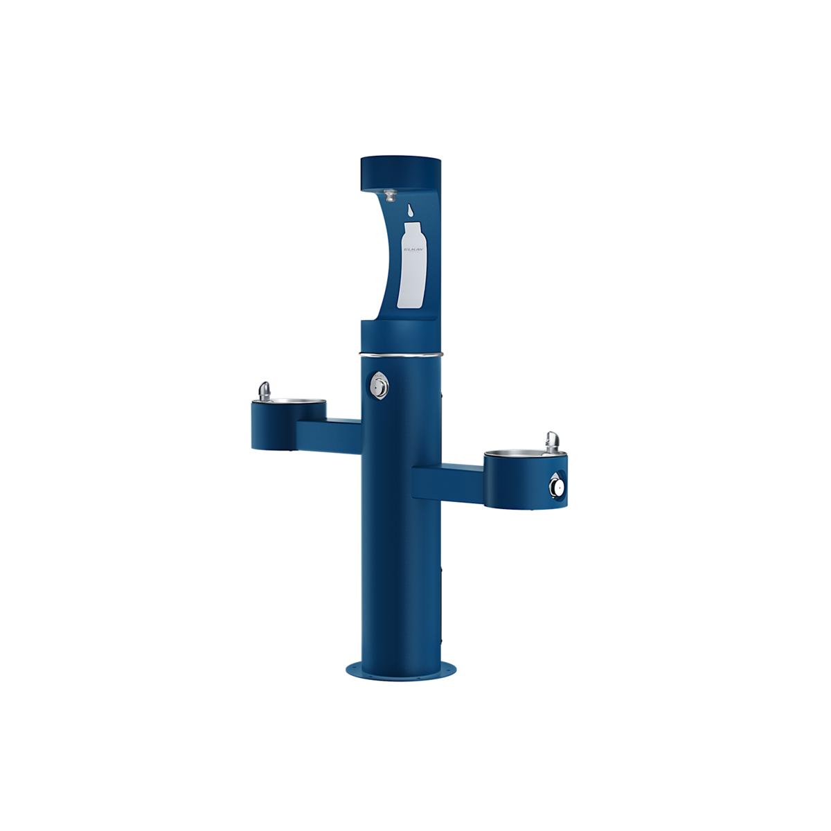 Elkay Outdoor ezH2O Upper Bottle Filling Station Tri-Level Pedestal, Non-Filtered Non-Refrigerated FR Blue LK4430BF1UFRKBLU