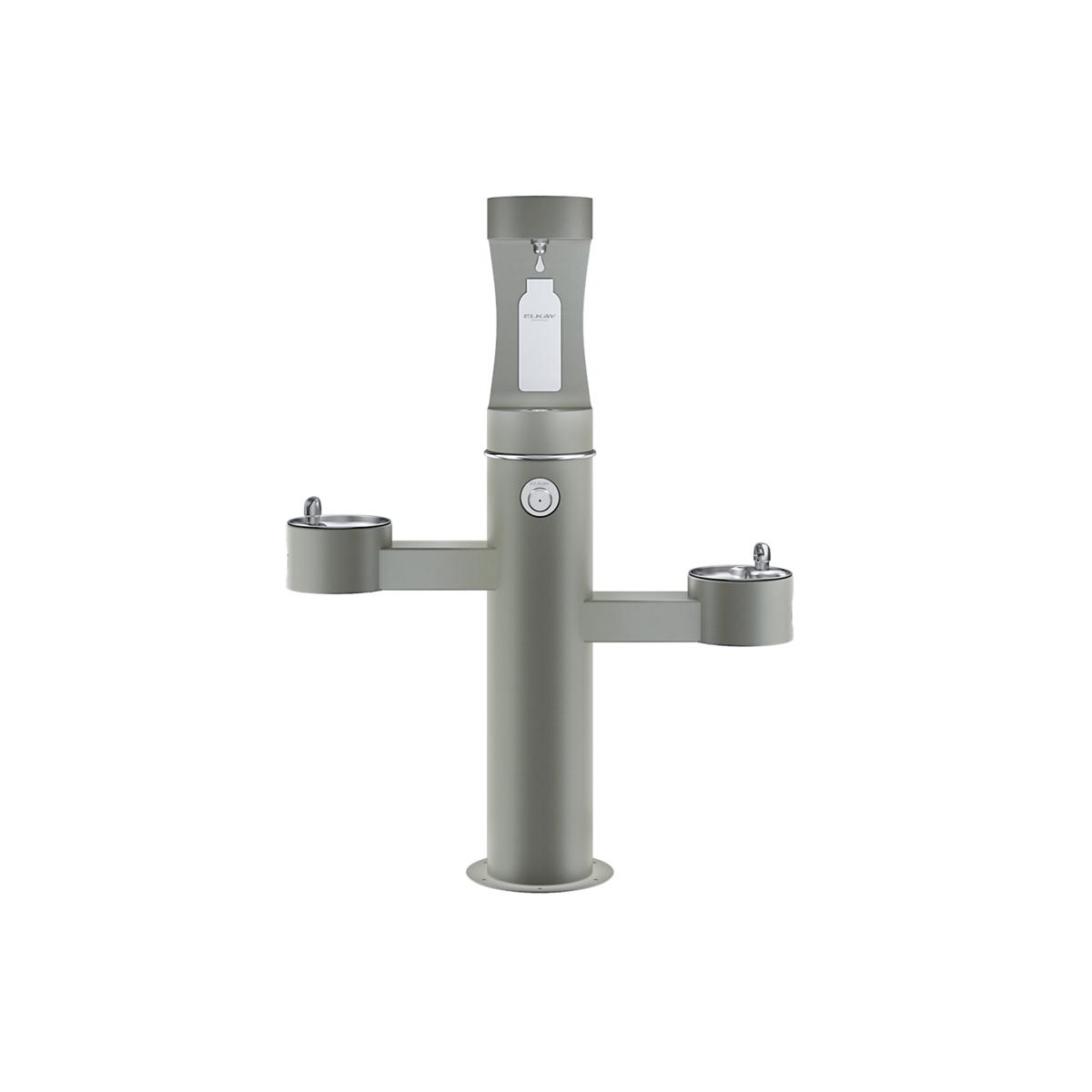 Elkay Outdoor ezH2O Upper Bottle Filling Station Tri-Level Pedestal, Non-Filtered Non-Refrigerated Gray LK4430BF1UGRY
