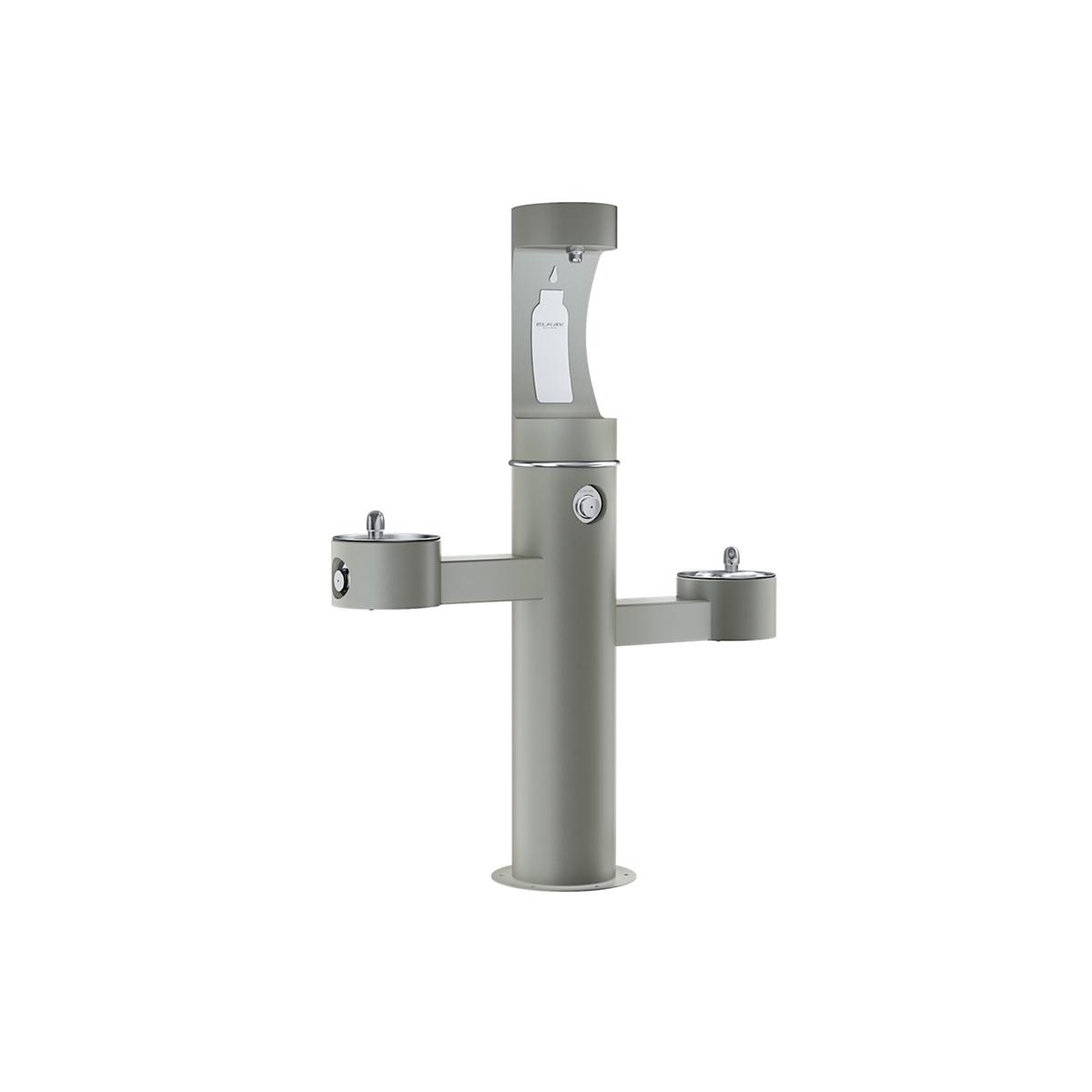 Elkay Outdoor ezH2O Upper Bottle Filling Station Tri-Level Pedestal, Non-Filtered Non-Refrigerated Gray LK4430BF1UGRY