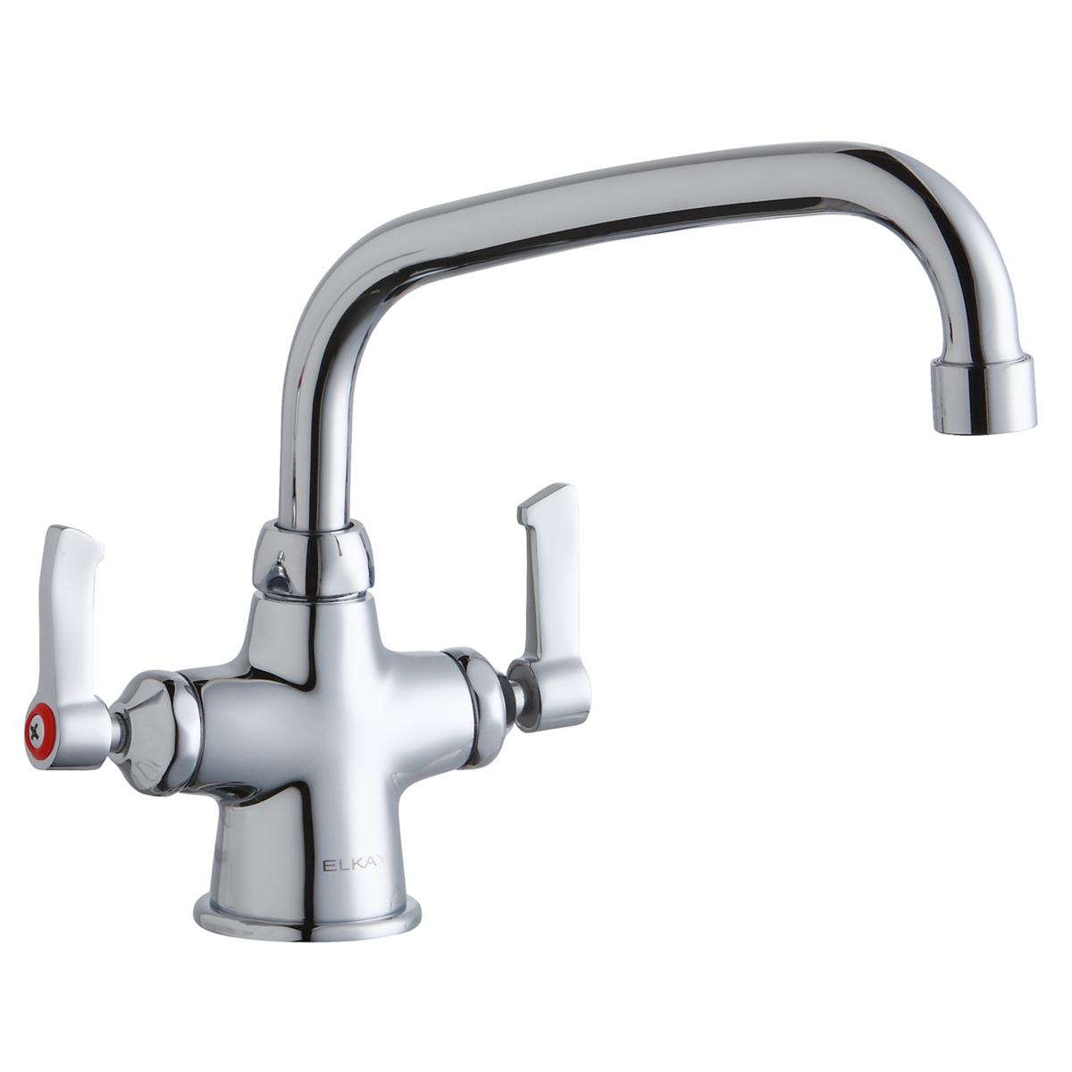 Elkay Single Hole with Concealed Deck Faucet with 8" Arc Tube Spout 2" Lever Handles Chrome LK500AT08L2
