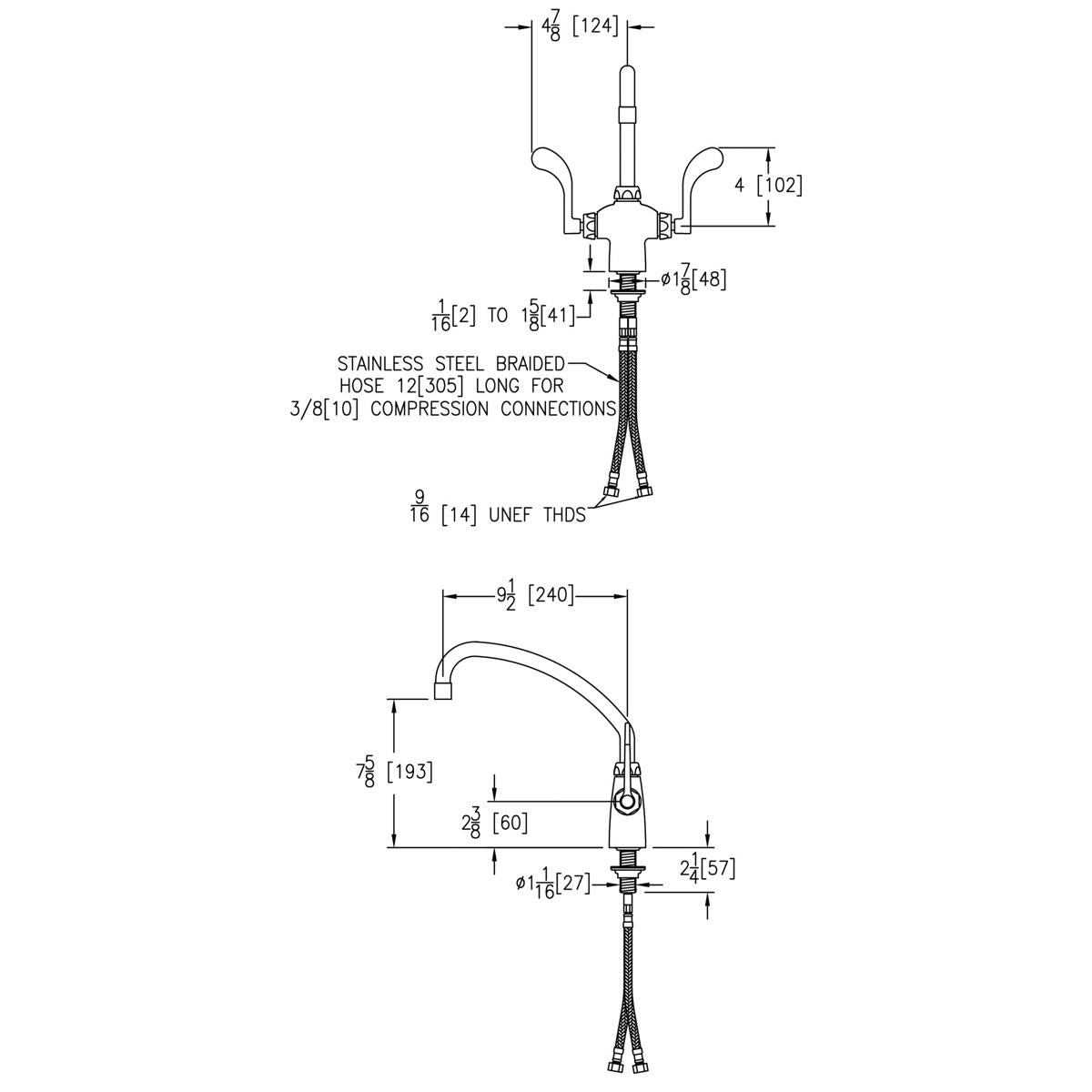 Elkay Single Hole with Concealed Deck Faucet with 10" Arc Tube Spout 4" Wristblade Handles Chrome LK500AT10T4