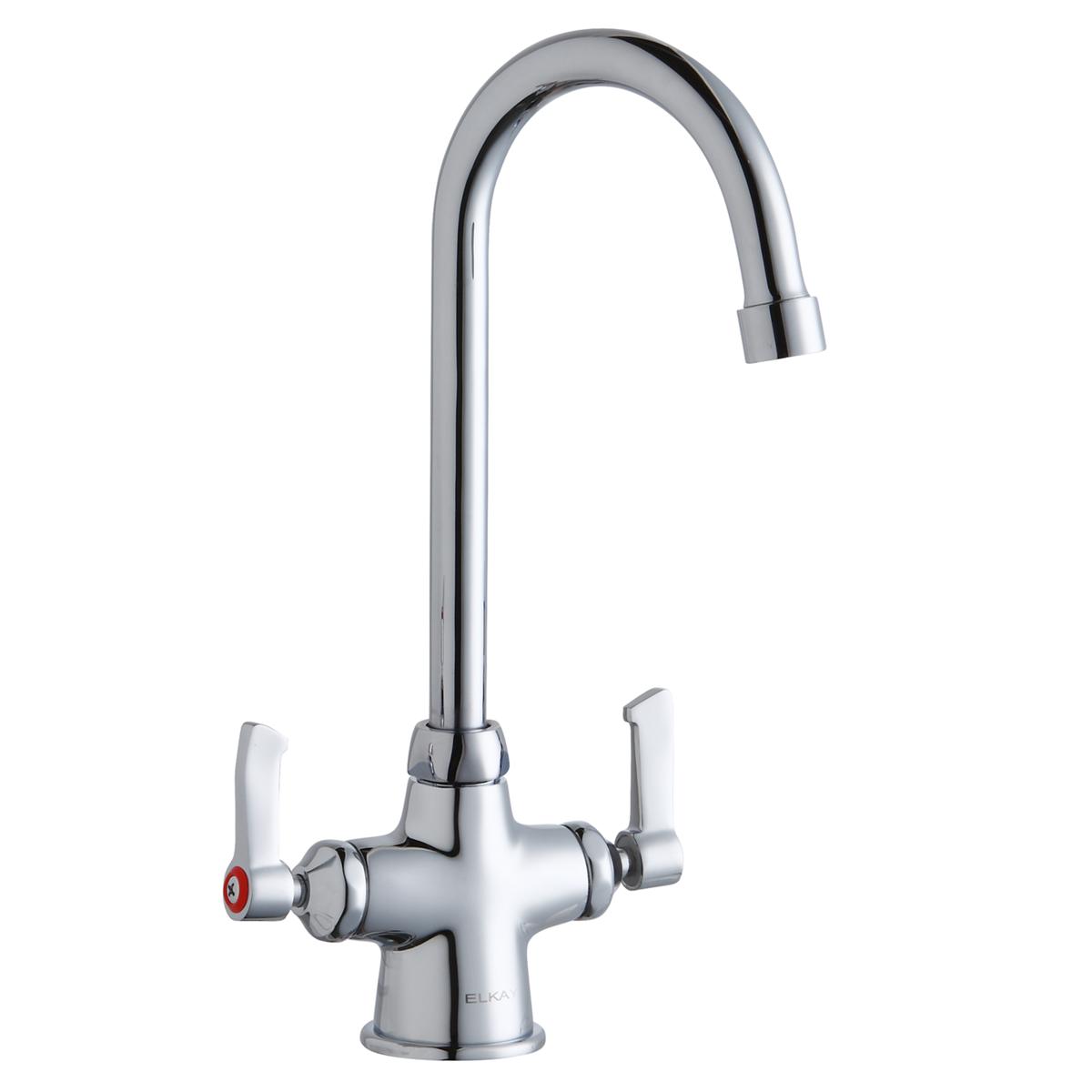 Elkay Single Hole with Concealed Deck Faucet with 5" Gooseneck Spout 2" Lever Handles Chrome LK500GN05L2