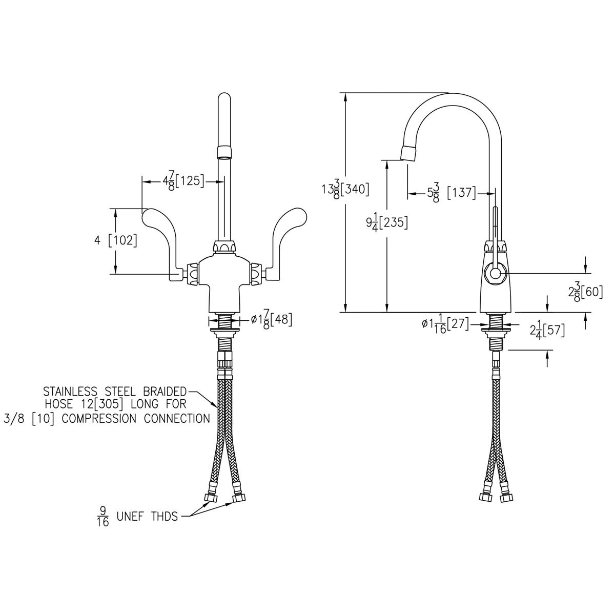 Elkay Single Hole with Concealed Deck Faucet with 5" Gooseneck Spout 4" Wristblade Handles Chrome LK500GN05T4