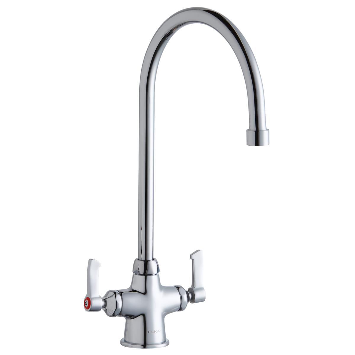 Elkay Single Hole with Concealed Deck Faucet with 8" Gooseneck Spout 2" Lever Handles Chrome LK500GN08L2