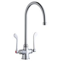 Elkay Single Hole with Concealed Deck Faucet with 8" Gooseneck Spout 6" Wristblade Handles Chrome LK500GN08T6