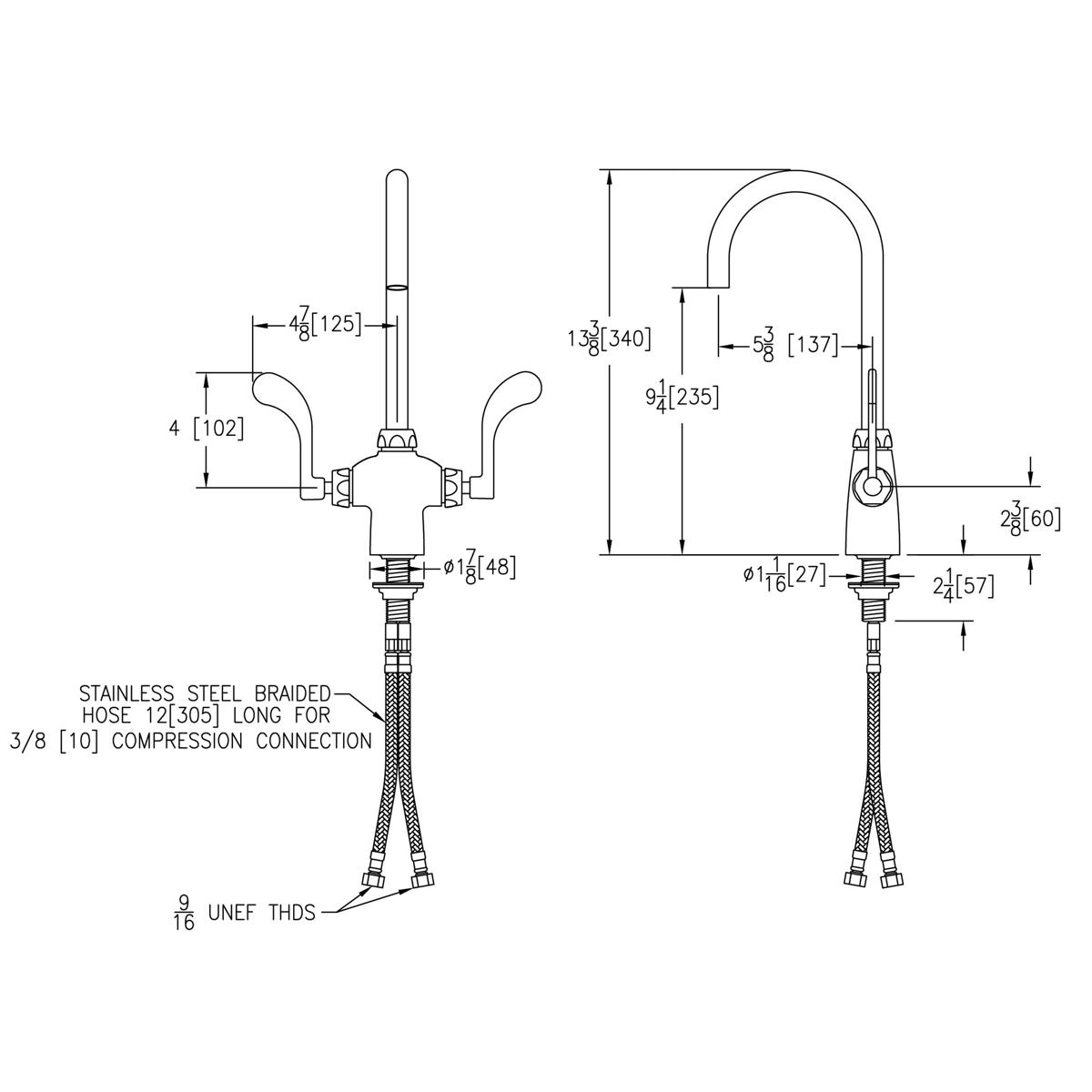 Elkay Single Hole with Concealed Deck Laminar Flow Faucet with 5" Gooseneck Spout 4" Wristblade Handles Chrome LK500LGN05T4