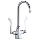 Elkay Single Hole with Concealed Deck Laminar Flow Faucet with 5" Gooseneck Spout 6" Wristblade Handles Chrome LK500LGN05T6