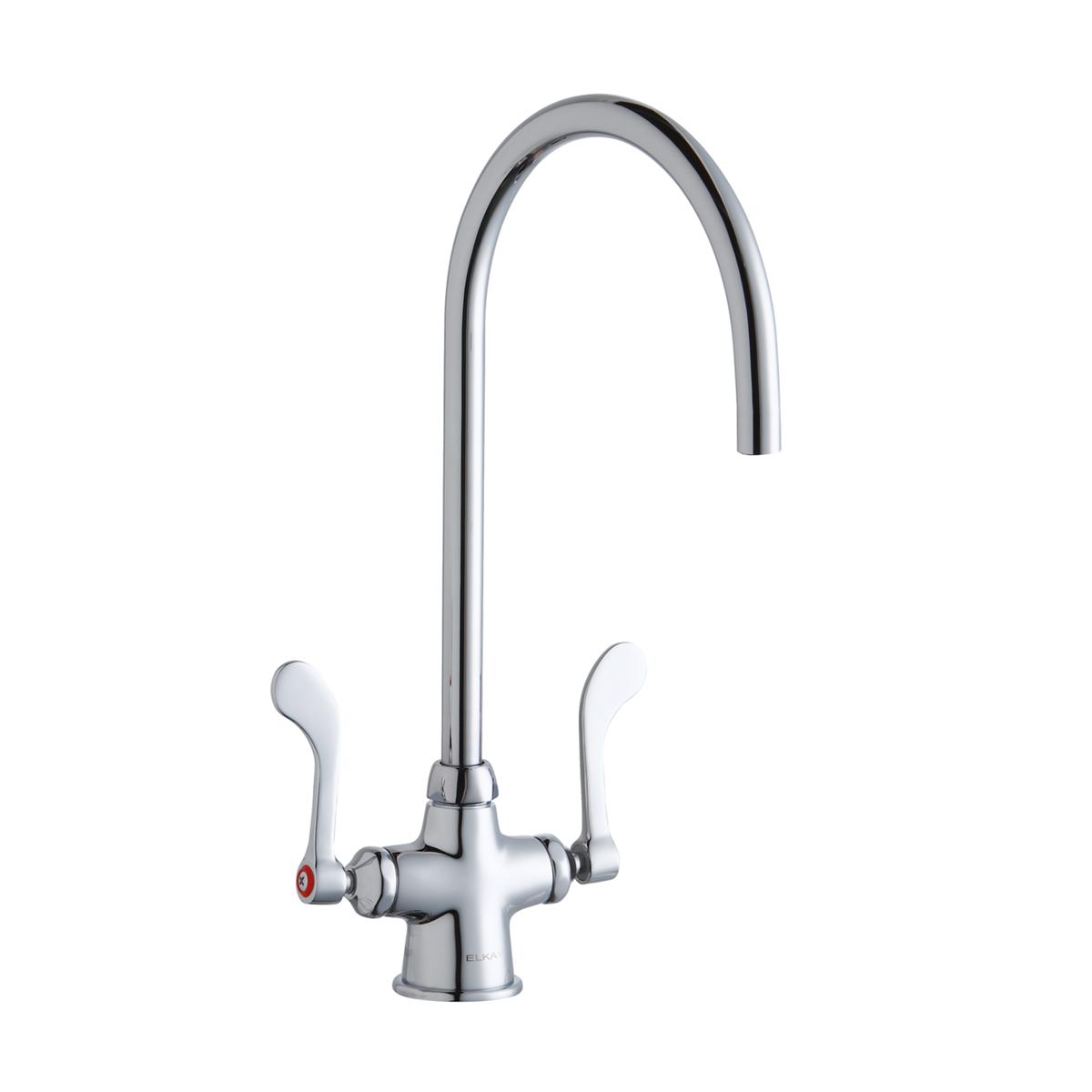 Elkay Single Hole with Concealed Deck Laminar Flow Faucet with 8" Gooseneck Spout 4" Wristblade Handles Chrome LK500LGN08T4