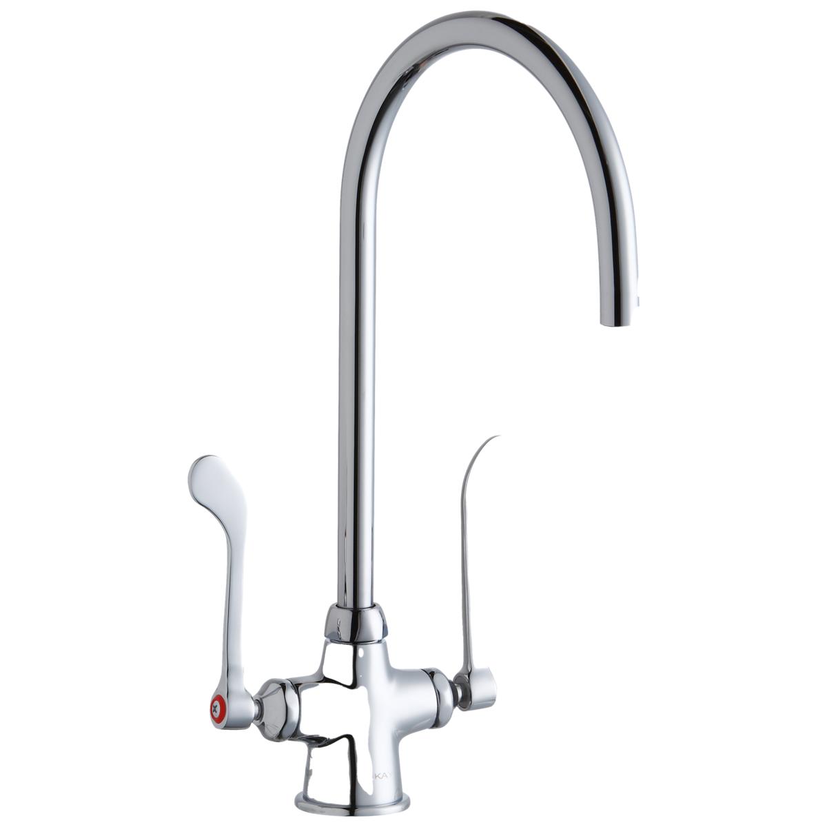 Elkay Single Hole with Concealed Deck Laminar Flow Faucet with 8" Gooseneck Spout 6" Wristblade Handles Chrome LK500LGN08T6