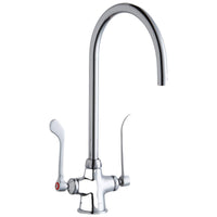 Elkay Single Hole with Concealed Deck Laminar Flow Faucet with 8" Gooseneck Spout 6" Wristblade Handles Chrome LK500LGN08T6